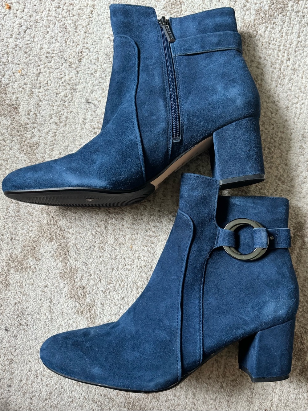 New Karl Lagerfeld Blue Suede Ankle Booties